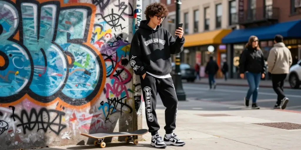 chrome hearts kakobuy streetwear fashion in an urban setting